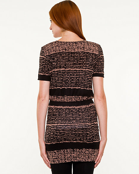 Le Chateau: Stripe Knit Cowl Neck Tunic