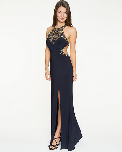 sequin halter gown