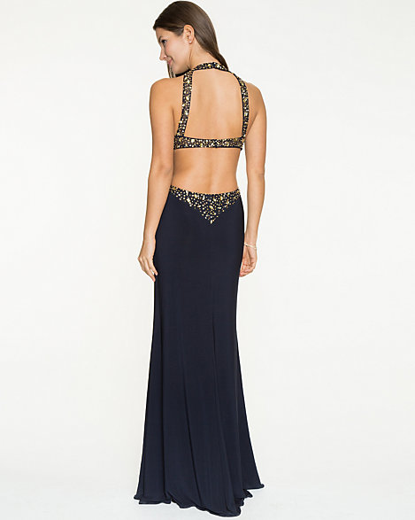 sequin halter gown