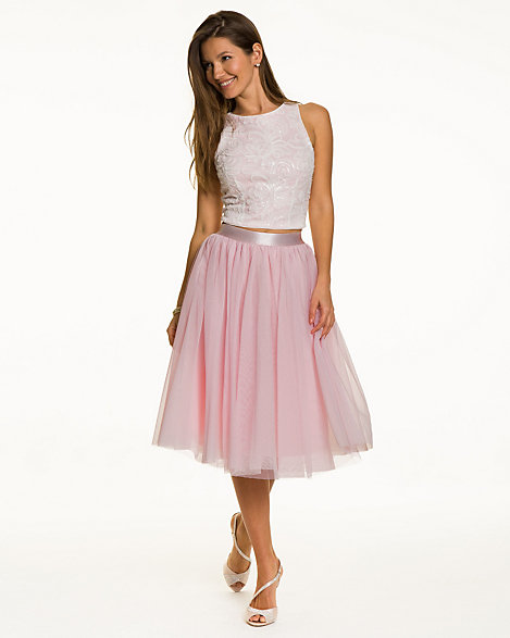sequin top tulle skirt