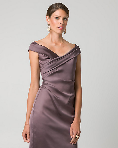 satin pleated gown