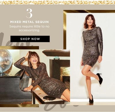Mirrored Sequin. Sequins require little to no accessorizing.