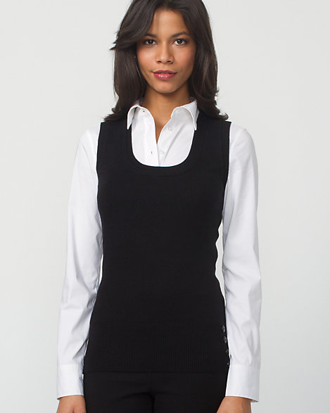 Cotton Blend Vest with Button Detail | LE CHÂTEAU