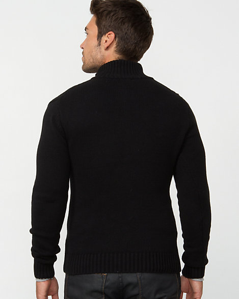 Cotton Cable Knit Zip Sweater | LE CHÂTEAU