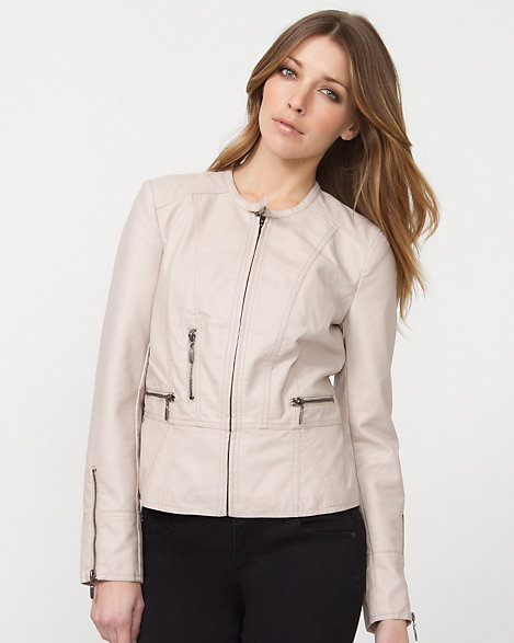 LE CHÂTEAU: Leather-Like Collarless Jacket