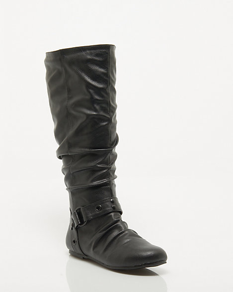 LE CHÂTEAU: Pleated Leather-Like Knee-High Boot