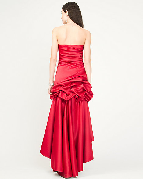 satin high low gown