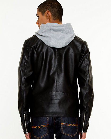 Leather-Like Hooded Jacket | LE CHÂTEAU