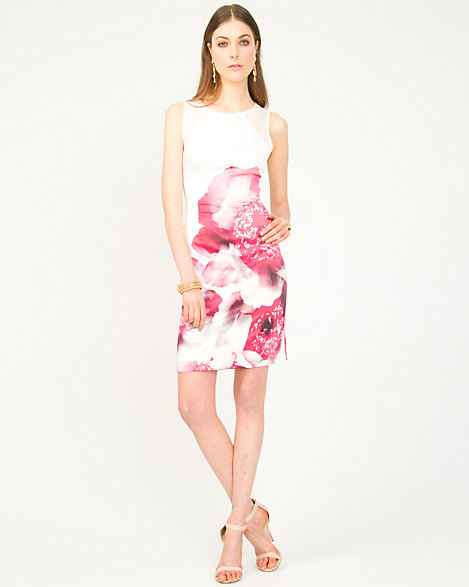 Satin Flower Print Dress | LE CHÂTEAU