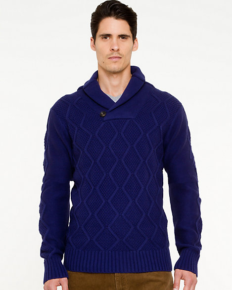 Cable Knit Shawl Collar Sweater Cable Knit Shawl Collar Sweater