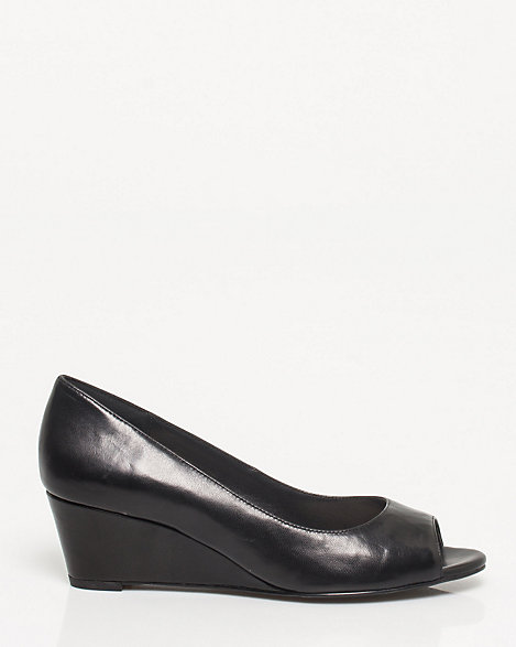 Leather Peep Toe Wedge Le Chateau