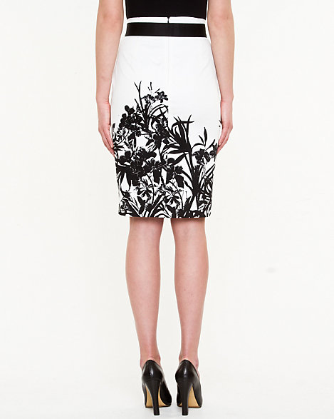 Floral Cotton Sateen Fitted Skirt | LE CHÂTEAU