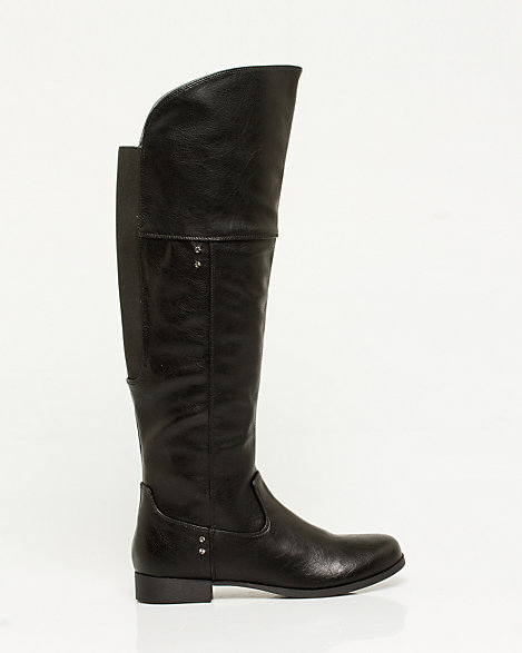 faux leather over the knee flat boots