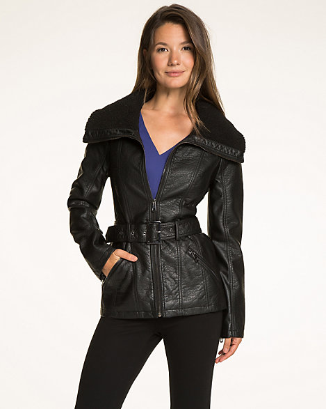 Le Château: Leather-Like Zip Front Jacket