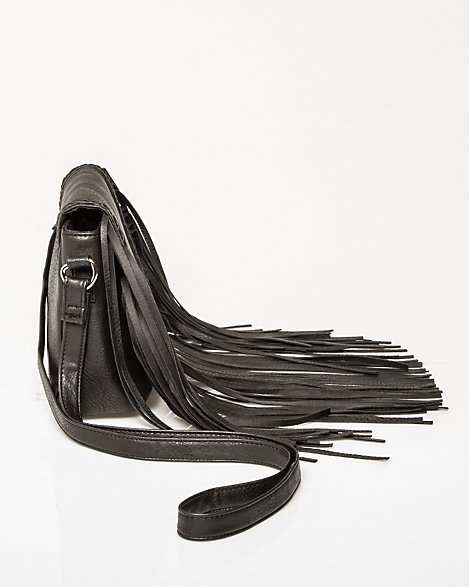 Le Château: Leather-Like Fringe Crossbody Bag