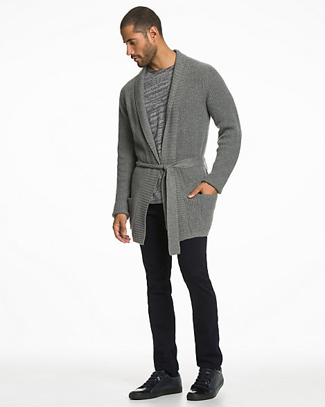 mens belted cardigan