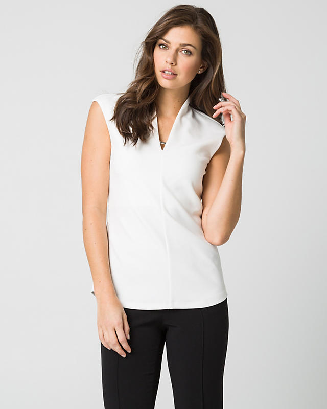 Le Château: Jersey Built-Up V-Neck Top