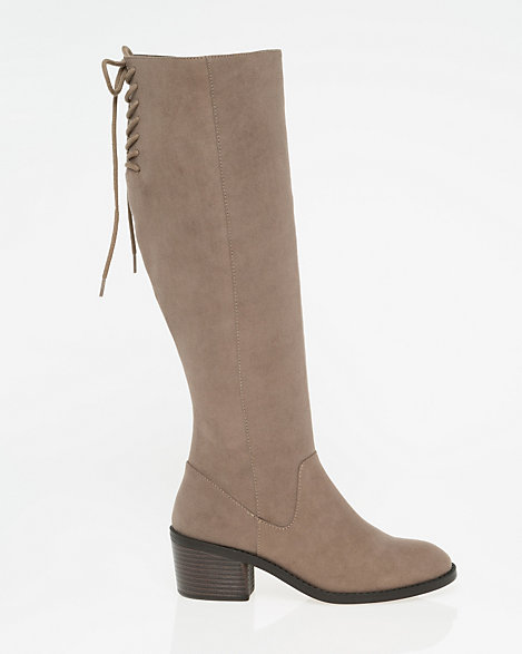 almond toe knee high boots