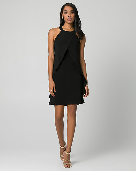 black halter cocktail dress