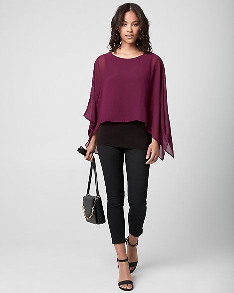 chiffon poncho tops