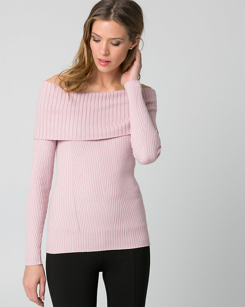 Image result for Rib Cotton Blend Foldover Sweater