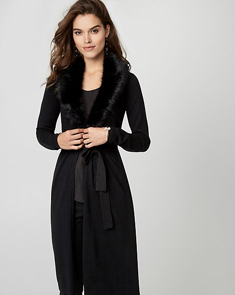 fur collar cardigan