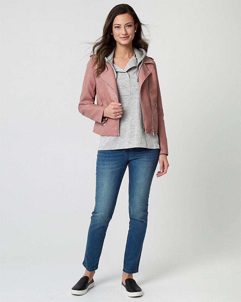 Le ChÂteau Faux Leather Asymmetrical Jacket