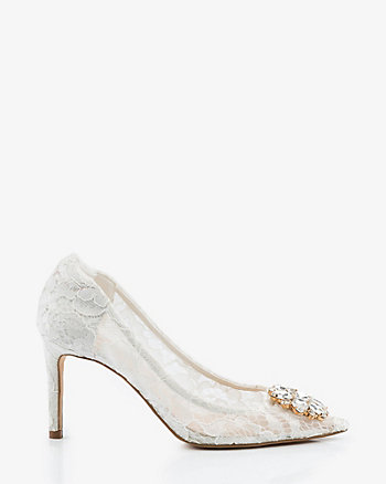 All Shoes Wedding Boutique Pumps Sandals Heels Le ChÂteau Brooch Embellished Lace Pointy Toe Pump