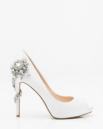 Wedding Guest Shoes Boutique Pumps Sandals Jewel Embellished Satin P Toe Pump