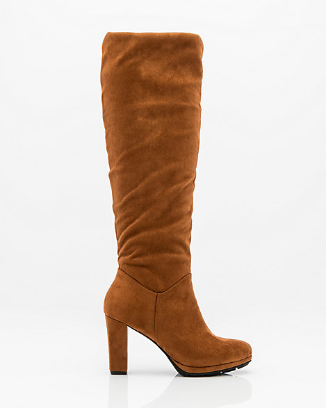 knee high slouch boots with heel