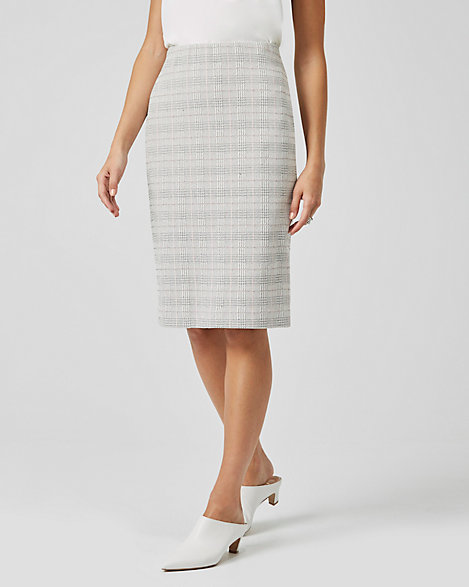 Check Print Double Knit Pencil Skirt 
