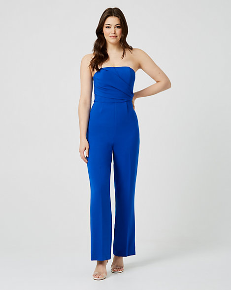 blue strapless jumpsuit