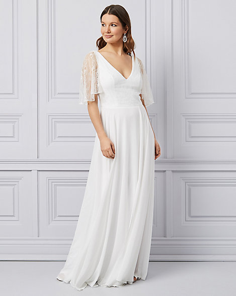 chiffon gown with sleeves