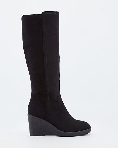 Faux Suede Knee-High Wedge Boots | LE 