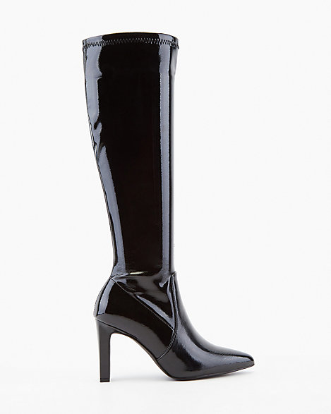 Stretch Patent Faux Leather Knee-High 