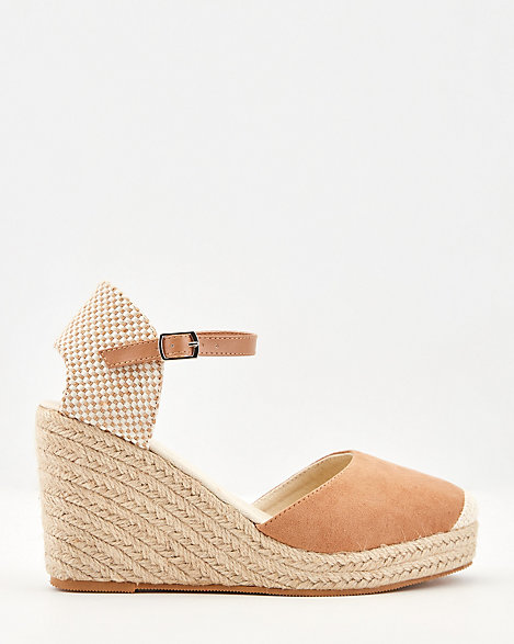 faux suede espadrille wedges